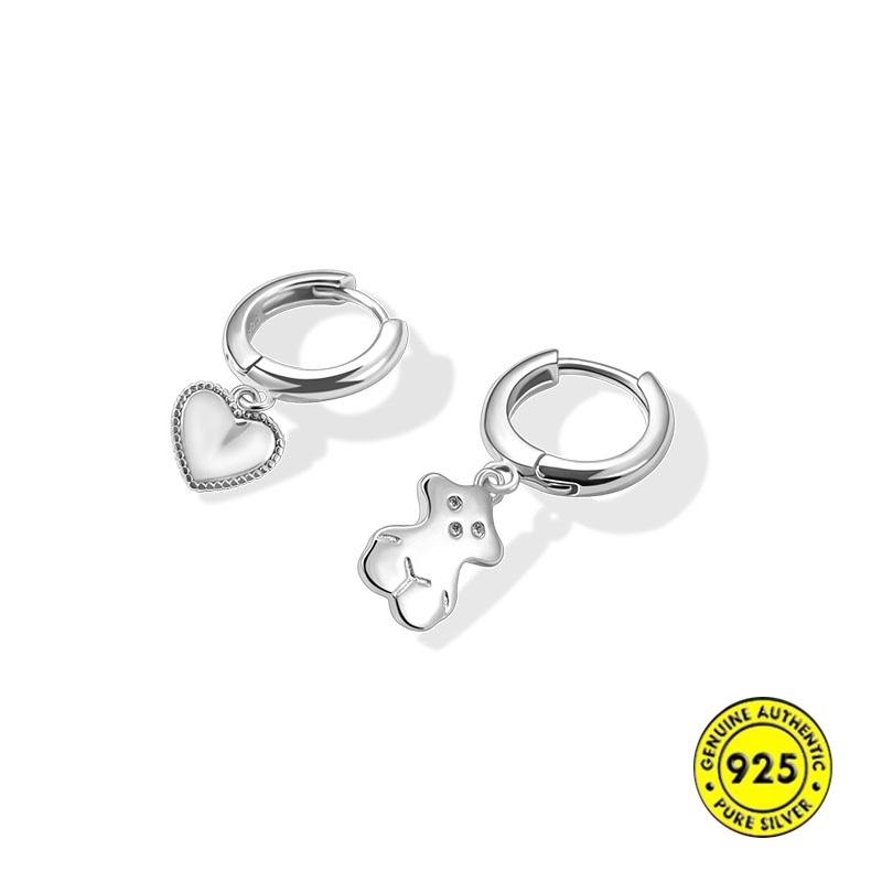 Anting Tusuk Asimetris Bahan Sterling Silver 925 Untuk Wanita