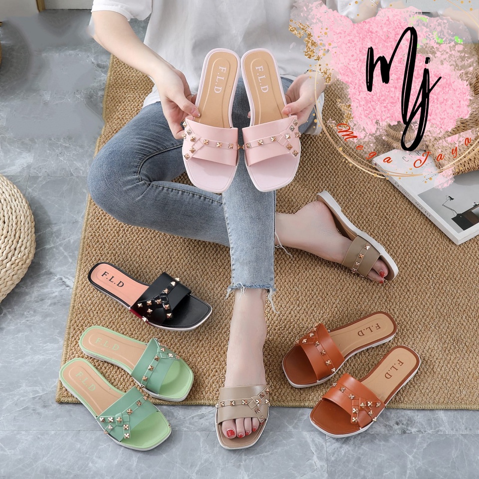 ( COD ) Sandal Wanita Selop Jelly Flat import