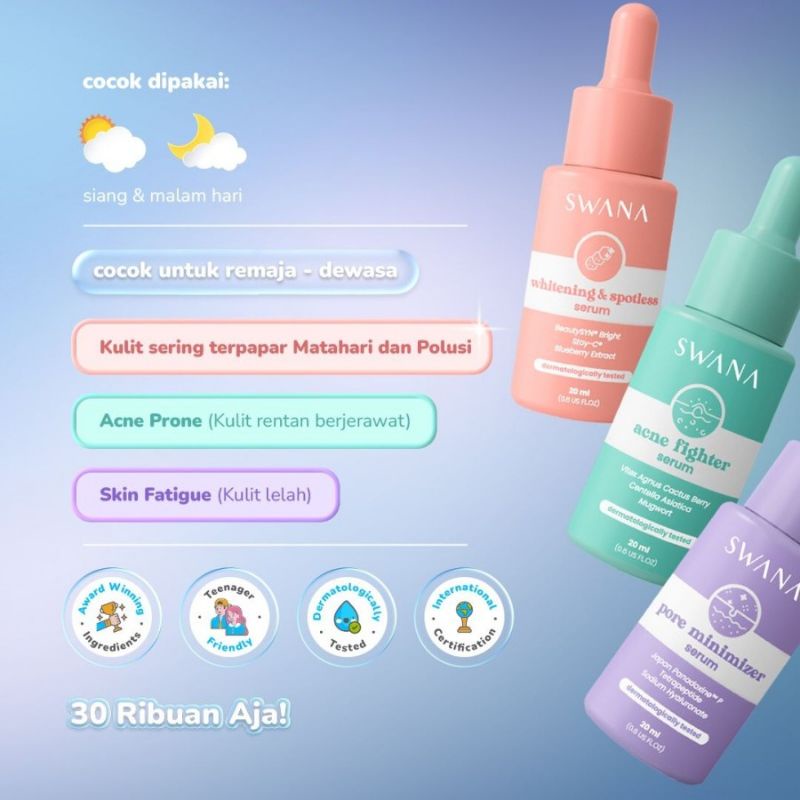 swana serum - serum swana - swana serum pore minimizer - swana serum acne fighter - swana serum whitening &amp; spotless - serum hanasui - hanasui serum