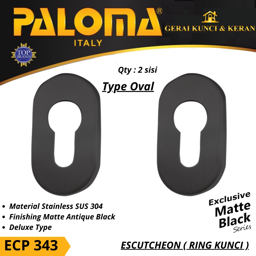 PALOMA ECP 343 ESCUTCHEON RING COVER KUNCI OVAL HITAM MATTE BLACK