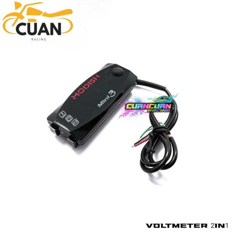 Voltmeter Volt Meter ACCU Aki 3 in 1 Mini 3 12V Universal Semua Motor Bisa