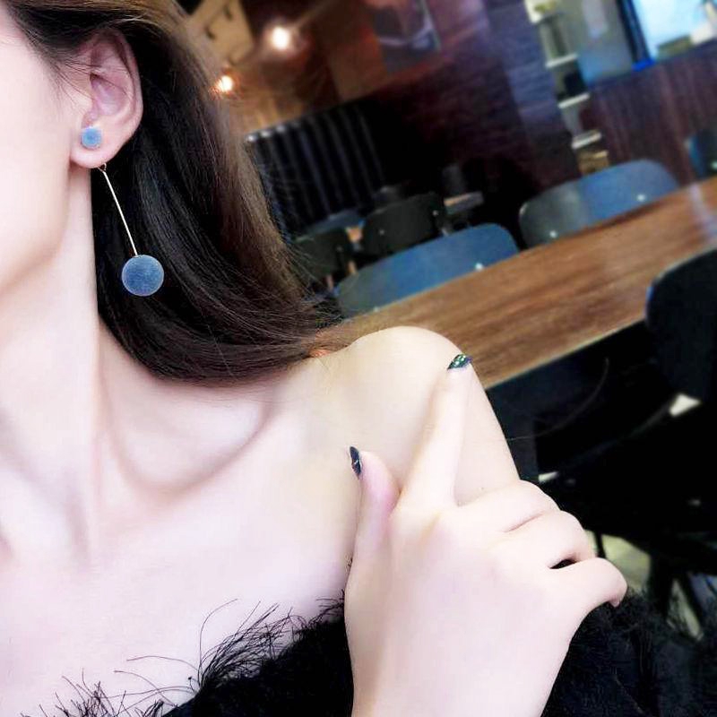 [Bayar Di Tempat] Anting Panjang Menjuntai Gaya Korea Bola Dua sisi  Tassel Earrings Untuk Wanita