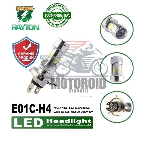 Lampu Led E01C-H4 RTD Original RTD Rayton 3 Sisi H4 DRL