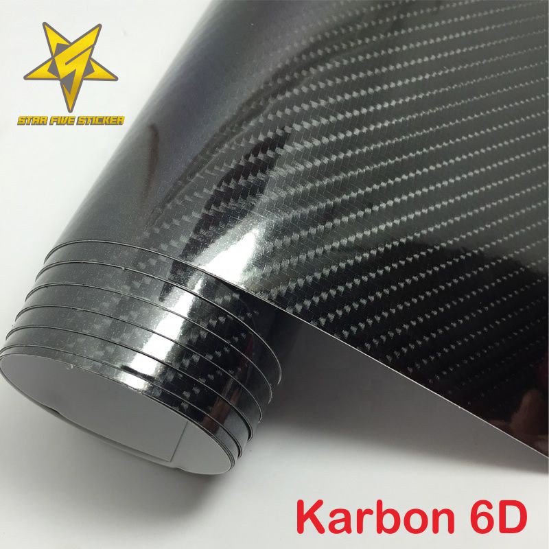 Sticker Skotlet Karbon Fiber Warna Hitam Mengkilap Kap Mesin Mobil Stiker Carbon 6D