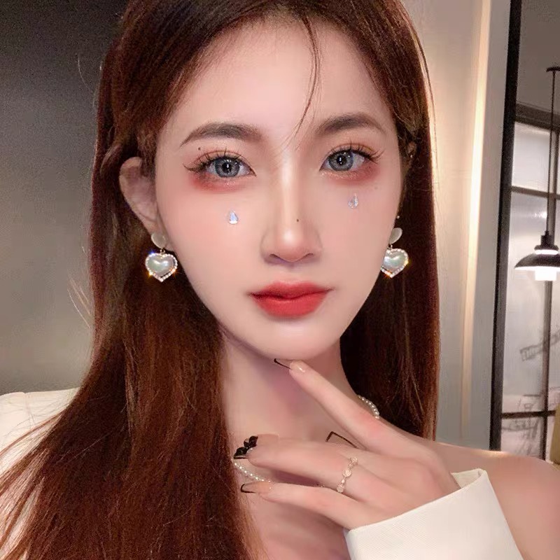 YEEZII Set Anting Hypoallergenic Hias Liontin Hati Kristal Mutiara Mermaid Warna Emas Untuk Wanita