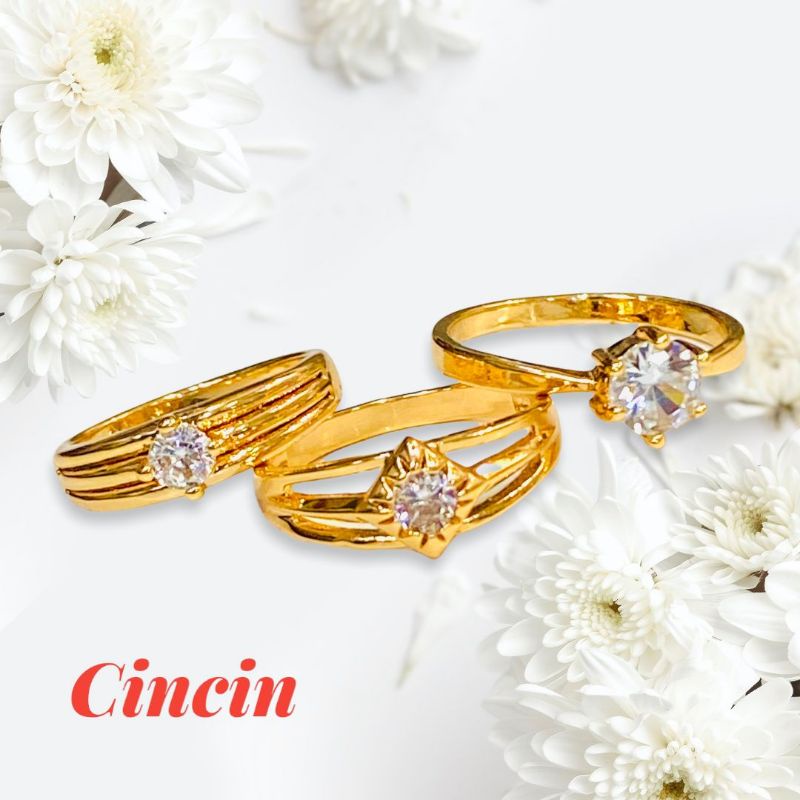 cincin permata satu//cincin perhiasan lapis emas//cincin