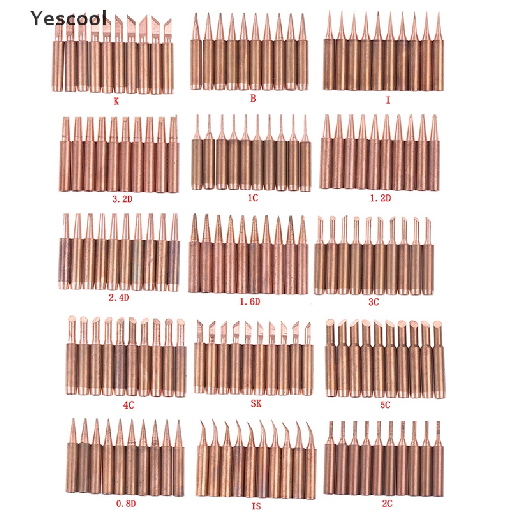 Yescool 10pcs / lot Ujung solder Besi Tembaga Diamagnetik 900m-t-k