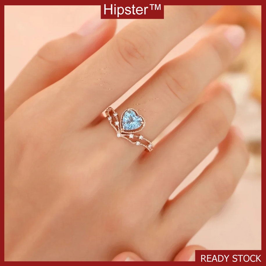 Fashion Luxury Open Ring Ins Heart-Shaped Women