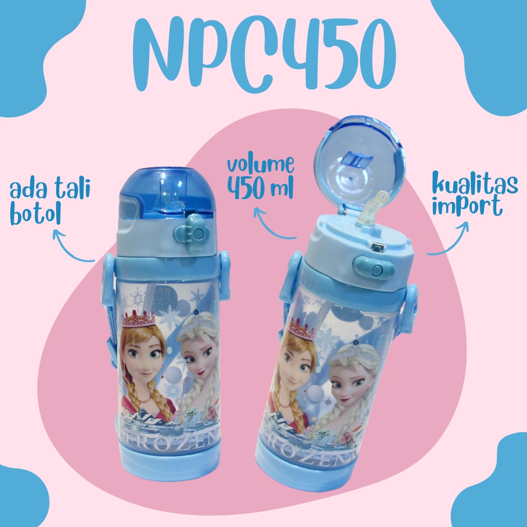 BOTOL MINUM TUTUP KLIP KARAKTER ANAK CEWE / COWO - SPIDERMAN NPC450 NPC600