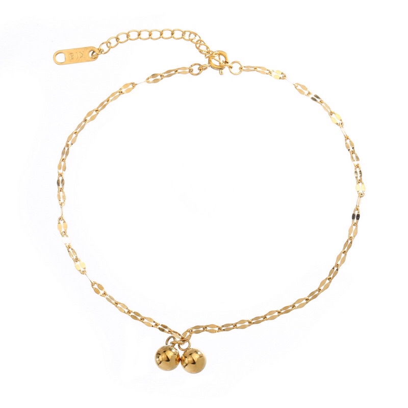 Gelang Kaki Titanium Tidak Bunyi Bola Gold Trending Korea Fashion Style Elegan