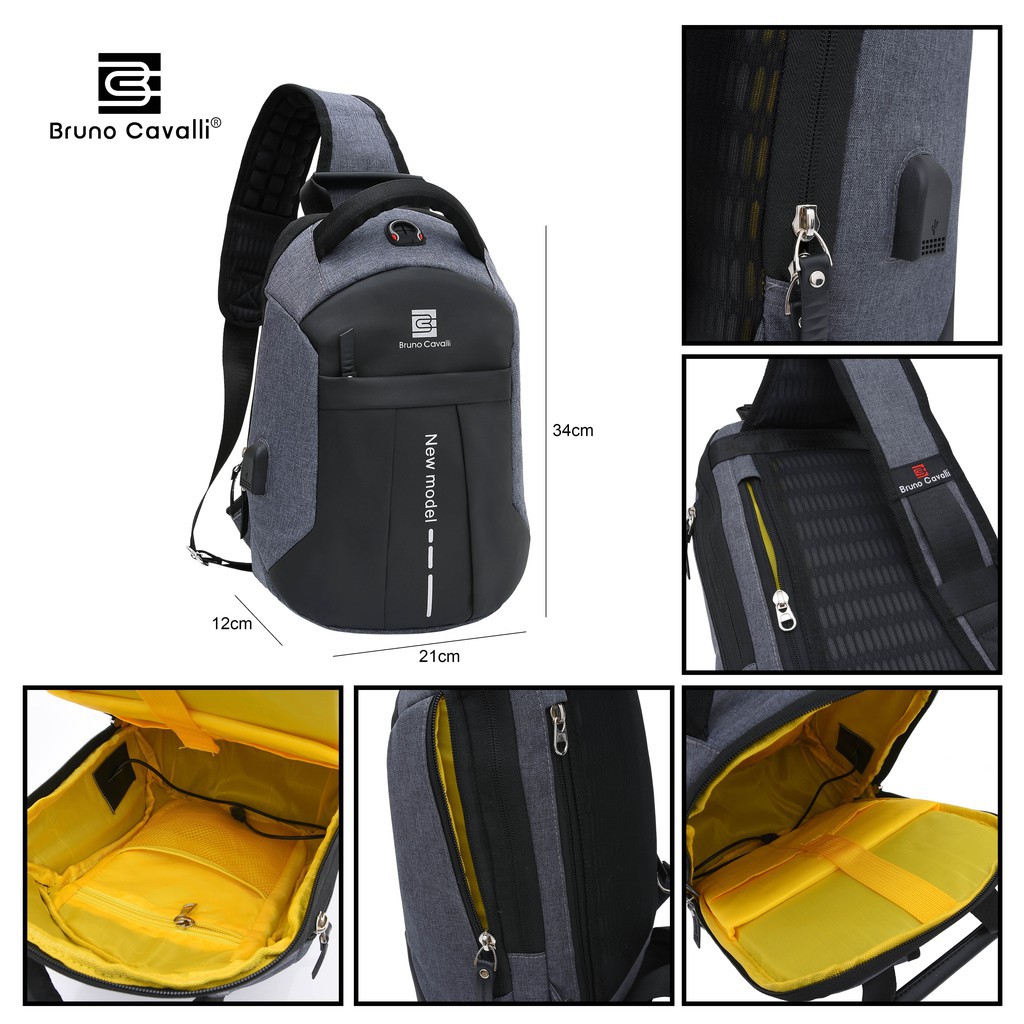 TAHAN HUJAN BADAI DANPETIR N0/ Bruno Cavalli Tas Selempang Pria Black Box Mark III Design Anti