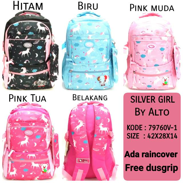 TAS RANSEL SEKOLAH+TEMPAT PENSIL ANAK CEWEK SILVERGIRL 79760V-1