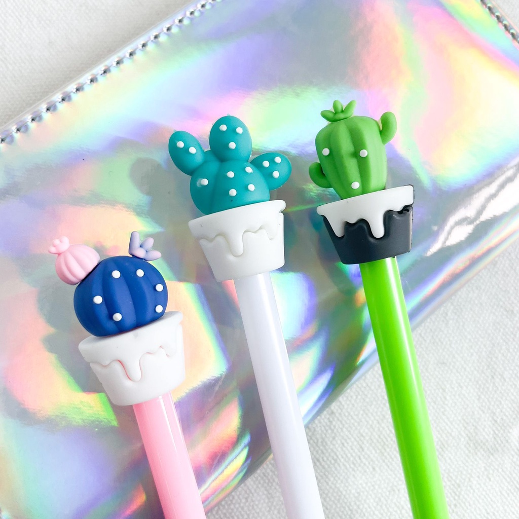 PULPEN GEL KAKTUS IMUT LUCU PEN GEL CACTUS WARNA UNIK IMPOR QUALITY BOLPEN UNIK KARAKTER HARGA MURAH-1