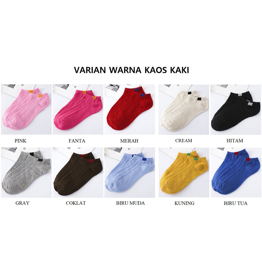 FYGALERYJAKARTA D020 Kaos Kaki Polos Wanita KaosKaki Ankle Pendek Korea Murah Short Socks-1