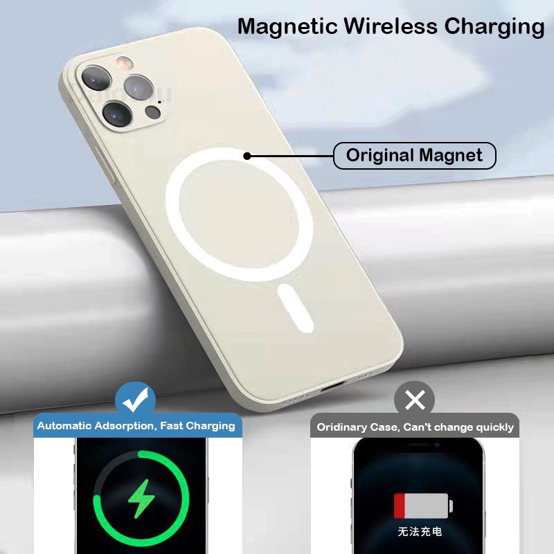 Wireless charging magnetic suction for iphone 13 12 pro max Xs max XR 7/8plus liquid silicone velvet drop protective case