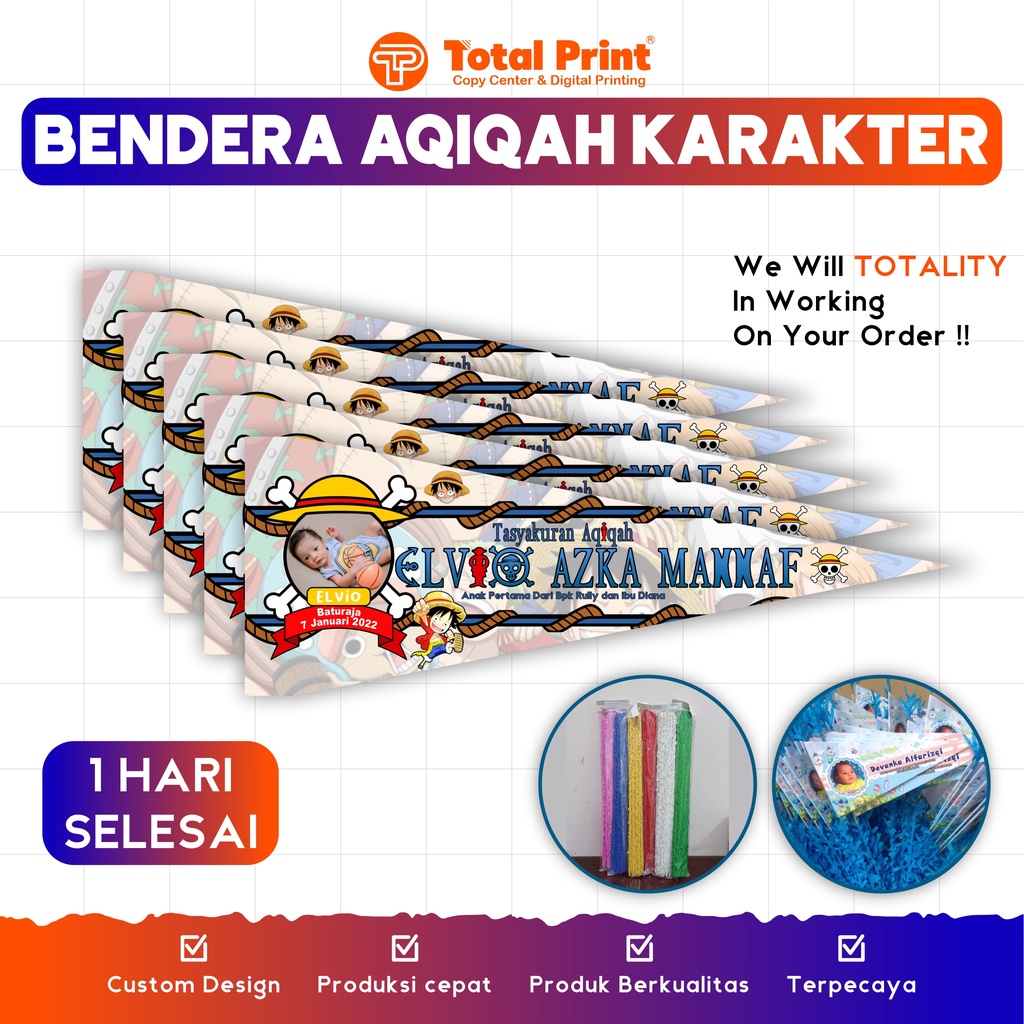 BENDERA AQIQAH KARAKTER / BENDERA AQIQAH ANIME/ BENDERA AQIQAH MURAH / BENDERA PESTA / BENDERA MURAH