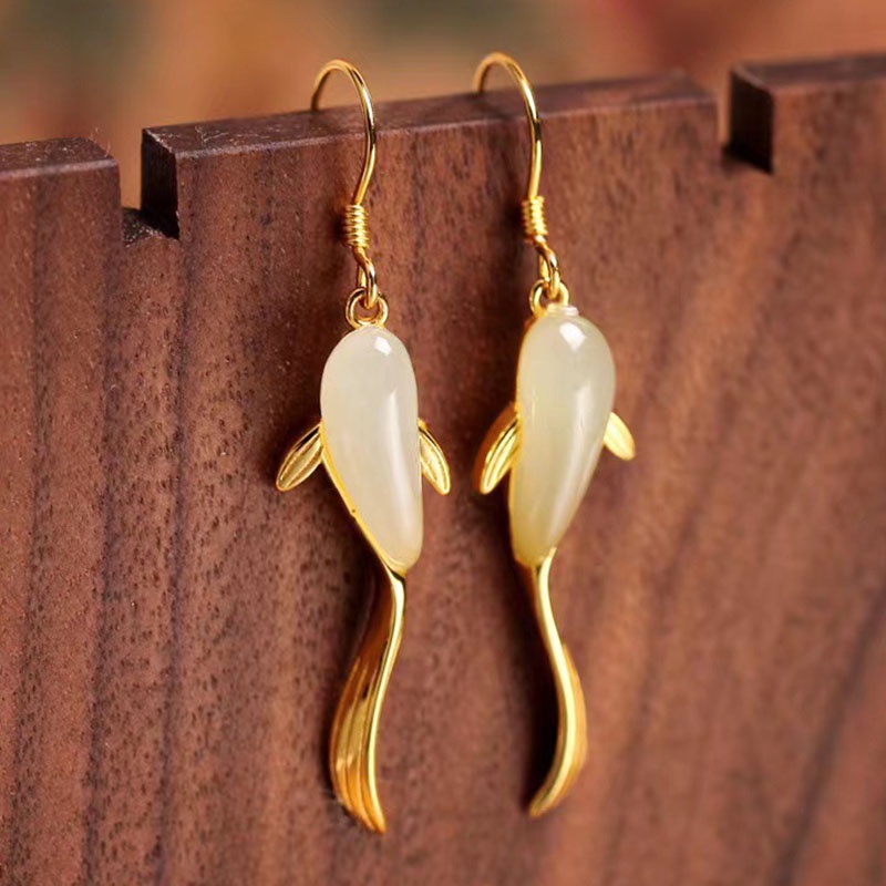 Anting Gantung Lapis Emas 18K Model Ikan Koi Untuk Wanita ACKER