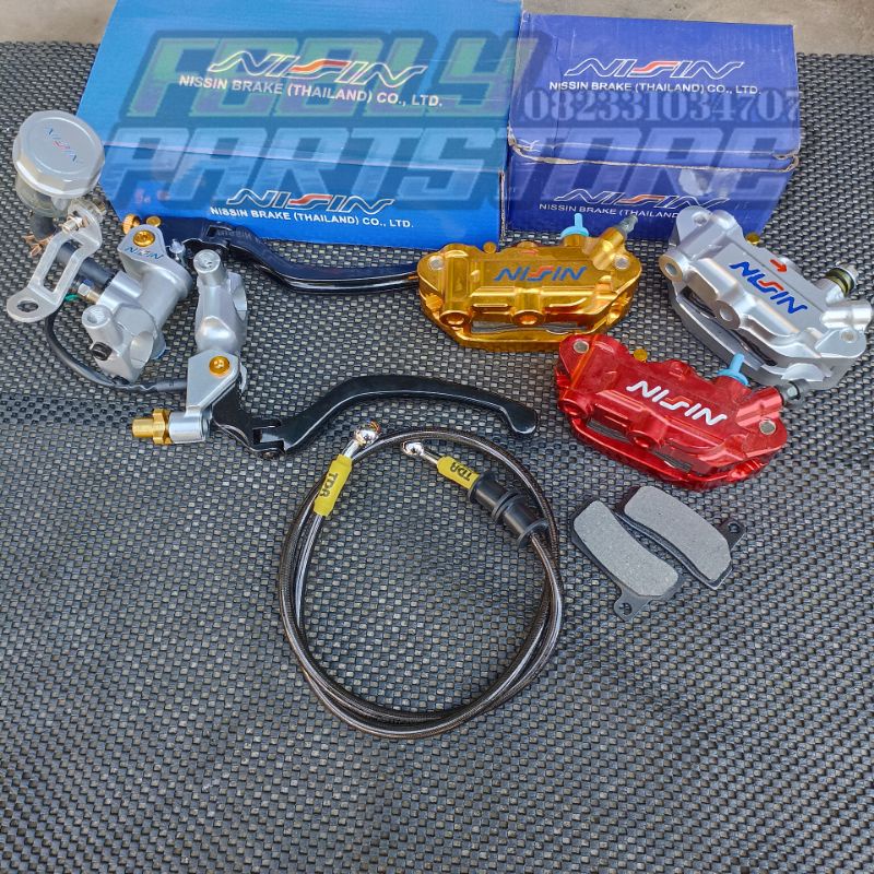 MASTER REM NISSIN RADIAL 14MM SET HANDLE KOPLING KALIPER NISSIN MONOBLOCK 4P SLANG REM TDR BLACK CAR