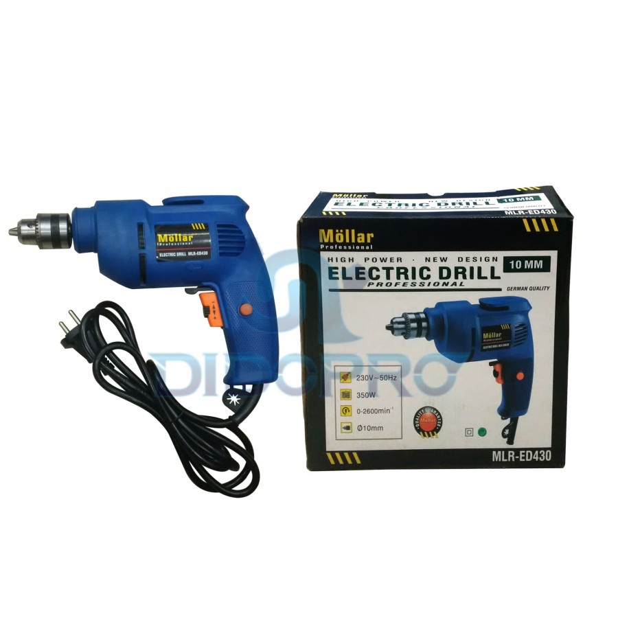 Mesin Bor Tangan Listrik 10mm Mollar Electric Drill Variable Speed BB