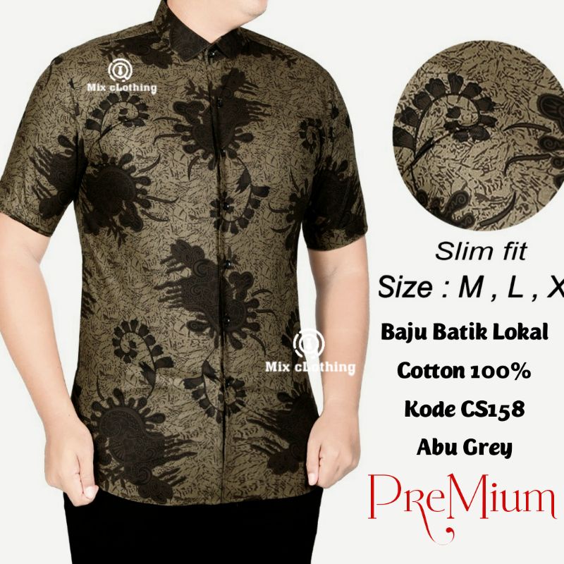 BAJU BATIK PRIA LENGAN PENDEK | KEMEJA PRIA SLIM FIT COLIN DION CS 17