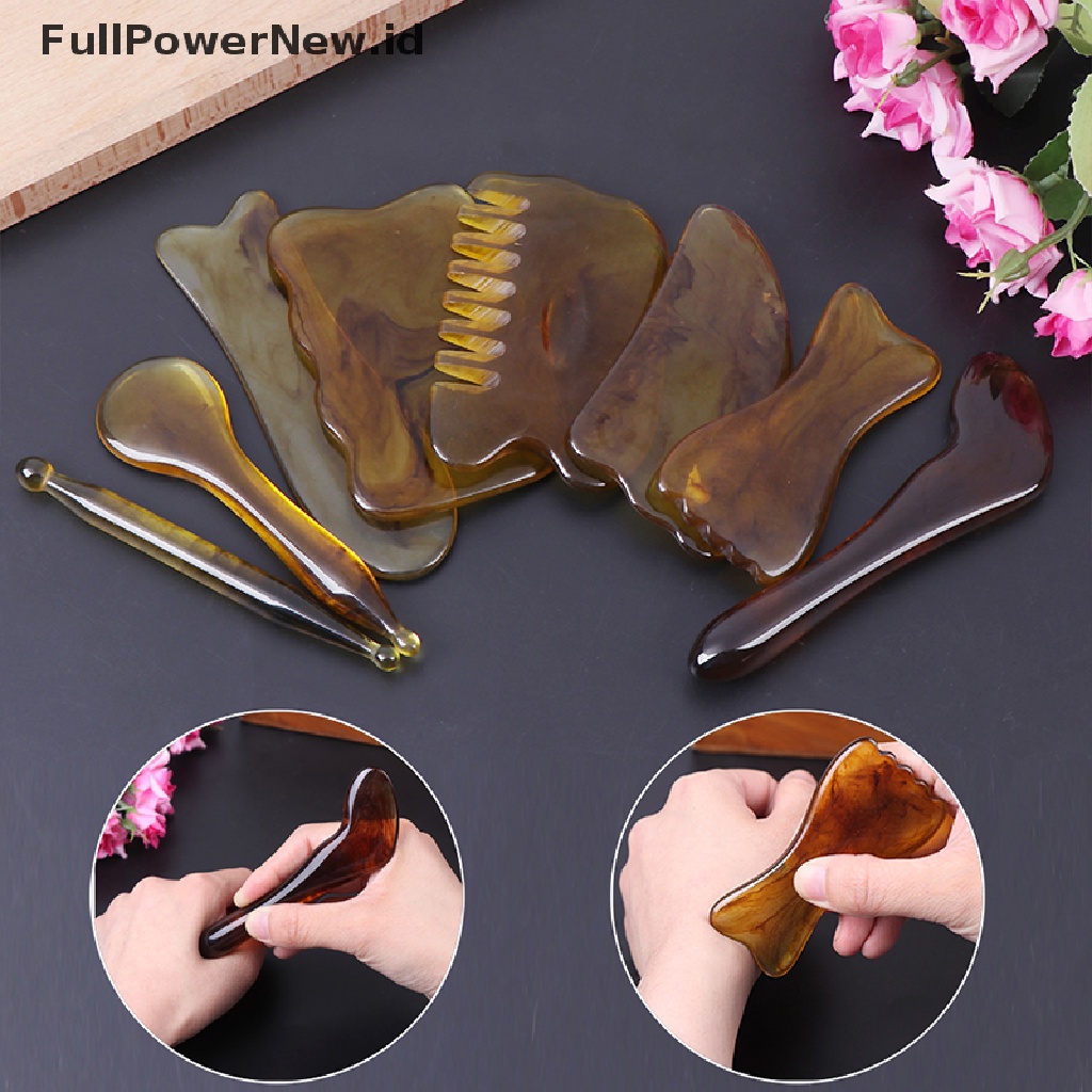 [Full] Resin Beeswax Gua Sha Massage Scraping Face Neck Massager Comb Health Relaxing .