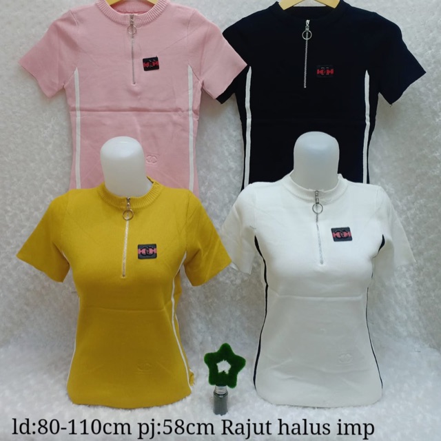 Kaos wanita / kaos wanita import / atasan chanel sleting / size allsize