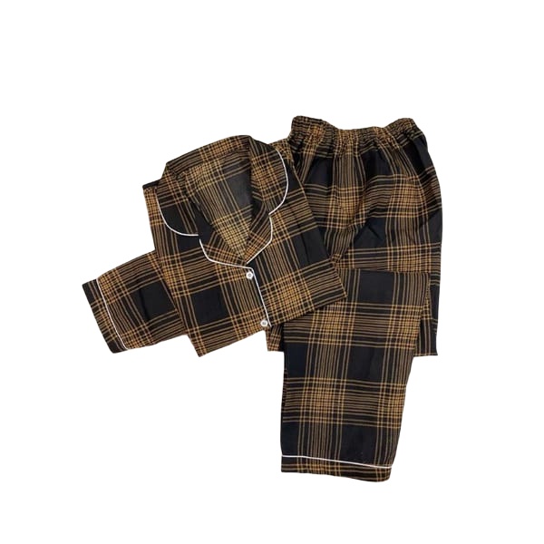 PIYAMA WANITA / BAJU TIDUR WANITA MOTIF LENGAN PANJANG MOTIF KOTAK PP-PP GUILLEN BLACK