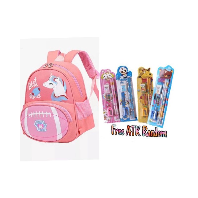 BPINK.ID Tas Ransel Sekolah untuk anak Perempuan Motif Dino Ball FREE ATK RANDOM Tas Ransel Anak Per