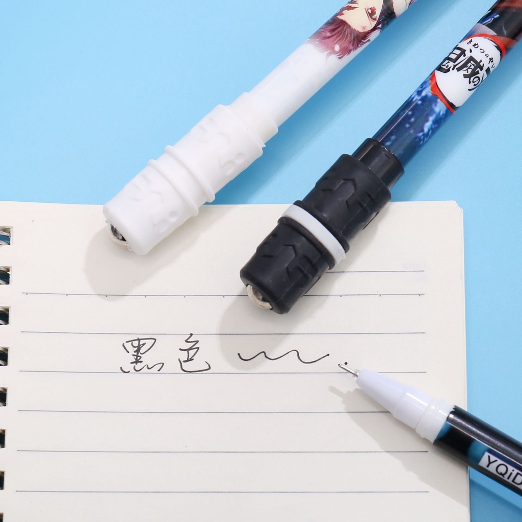 Pulpen Putar Motif Kartun Demon Slayer Balance Oily Flexible Untuk Pelajar Sekolah