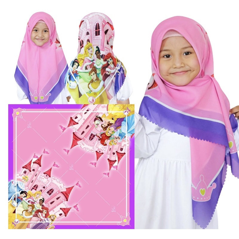 VOAL PRINTING ANAK MOTIF QUEEN / HIJAB ANAK LUCU / JILBAB ANAK KARAKTER KARTUN / KKERUDUNG ANAK