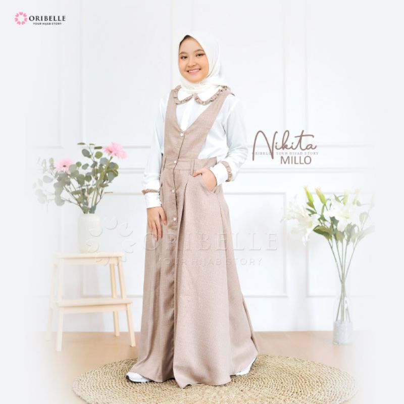 BAJU MUSLIM OVERALL NIKITA || MILO || LILAC || DUSTY || GREY ORIBELLE