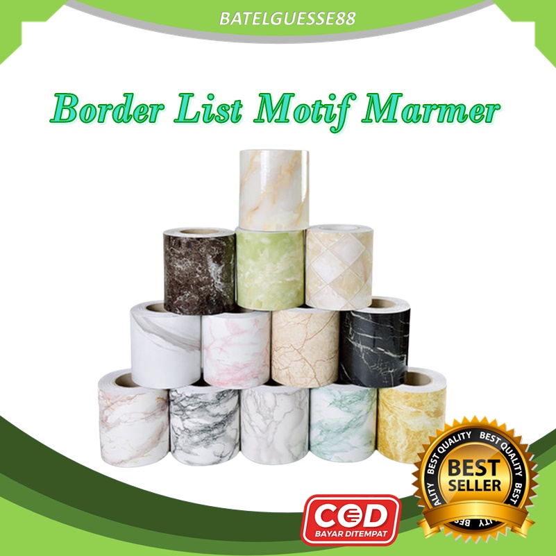 (B88)Termurah Wallpaper Sticker Border List Tembok Motif Marmer /border wallpaper/border list/border