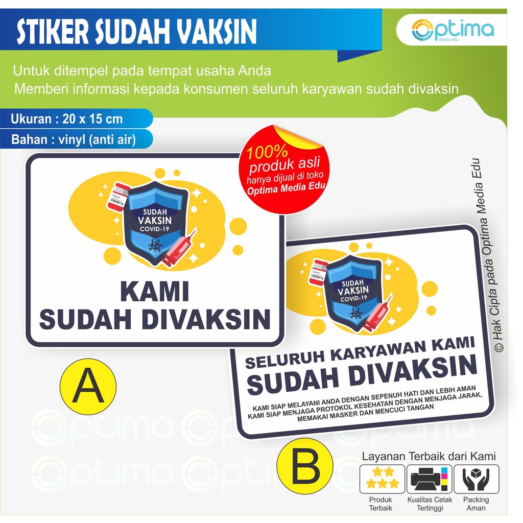 

STIKER KAMI SUDAH DIVAKSIN / SELURUH KARYAWAN KAMI SUDAH DIVAKSIN