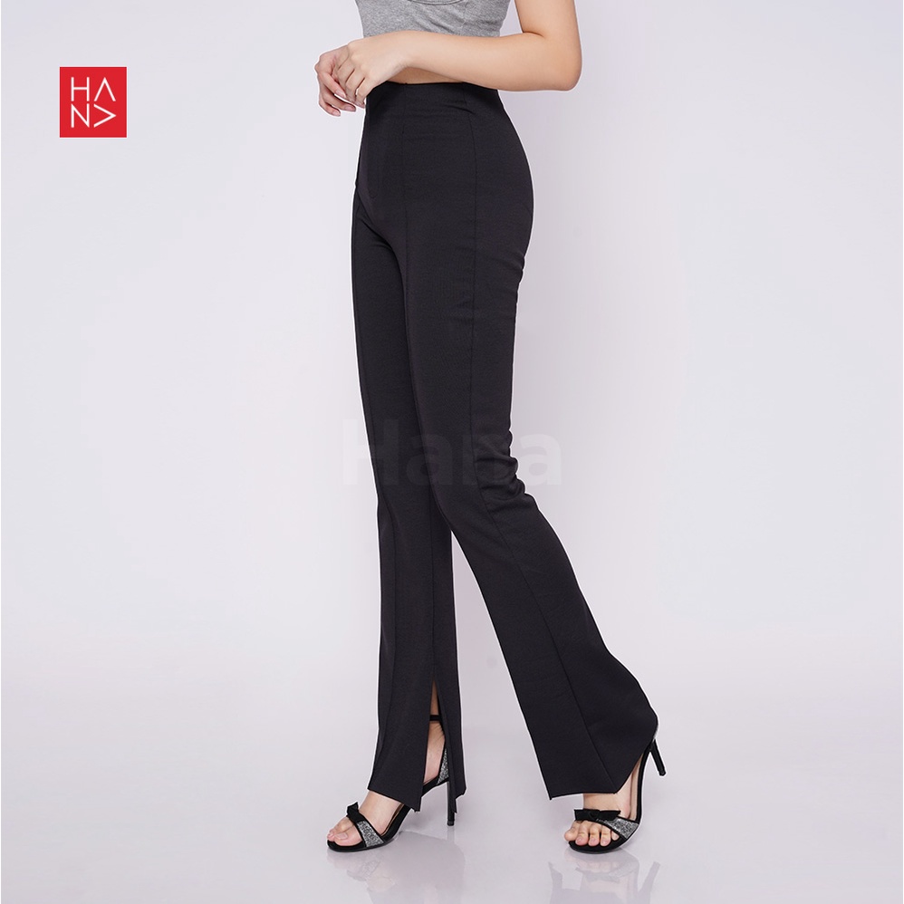 HanaFashion JKT - Maura Unfinished Slit Long Pants Celana Panjang Wanita Murah - LP130