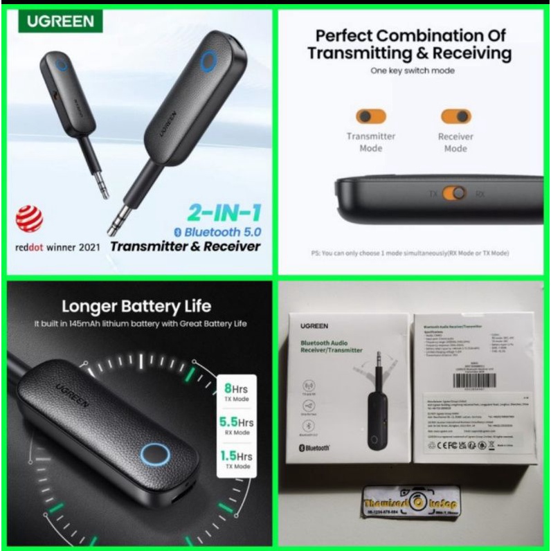 80893 Ugreen 2in1 Bluetooth 5.0 Transmitter Receiver with 3.5mm 80893 AAC SBC
