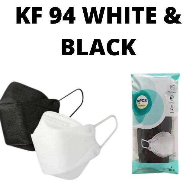 PROMO MASKER KF94 4PLY HITAM PUTIH 1PACK ISI 10 HIGH QUALITY FC PROMO