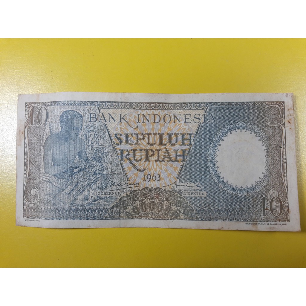 Uang Kuno Indonesia 10 Rupiah 1963 F