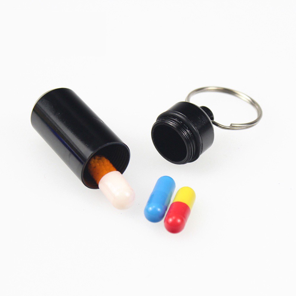 REBUY Functional Mini Aluminum Emergency Pill Case Box Keychain Waterproof Bottle Convenient Container Holder Hot Sale Keyring/Multicolor