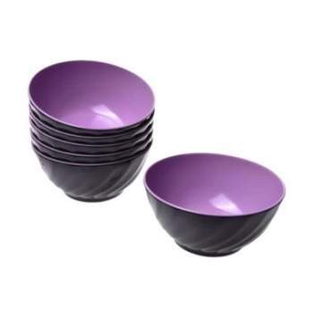 W06A3 Mangkok Melamin Ulir Miring 6 inc Golden Dragon - Ungu