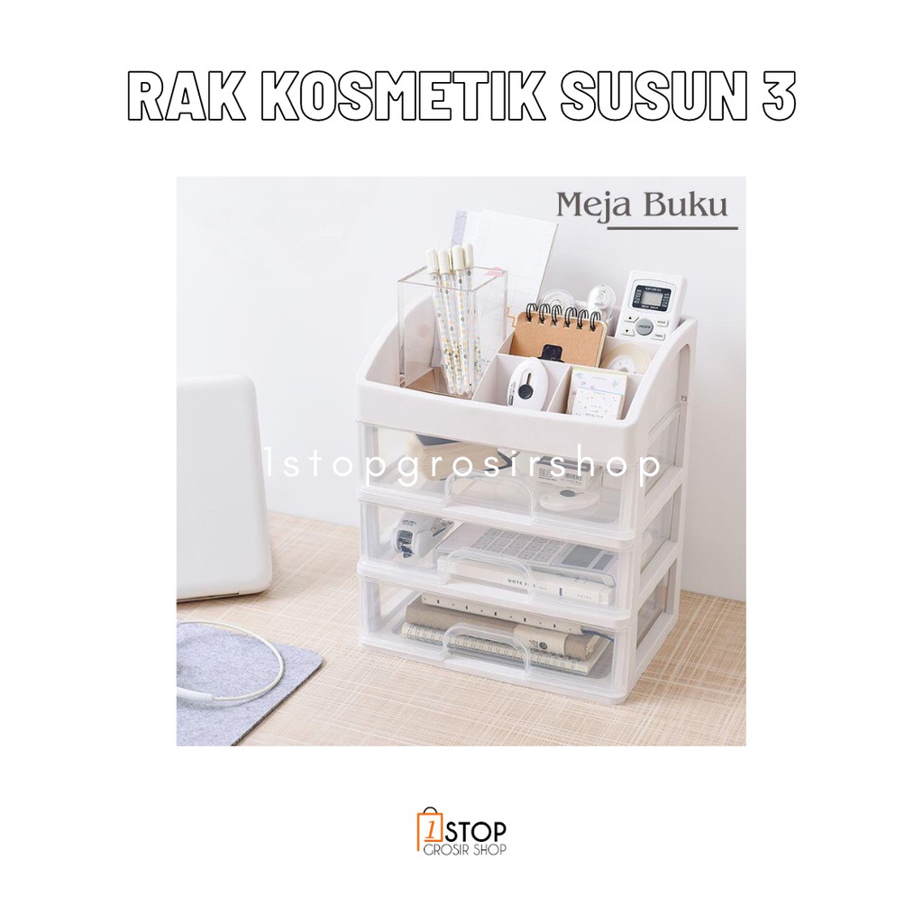Rak Kosmetik Organizer Multifungsi Laci Susun Rak Make up Mini Storage Box