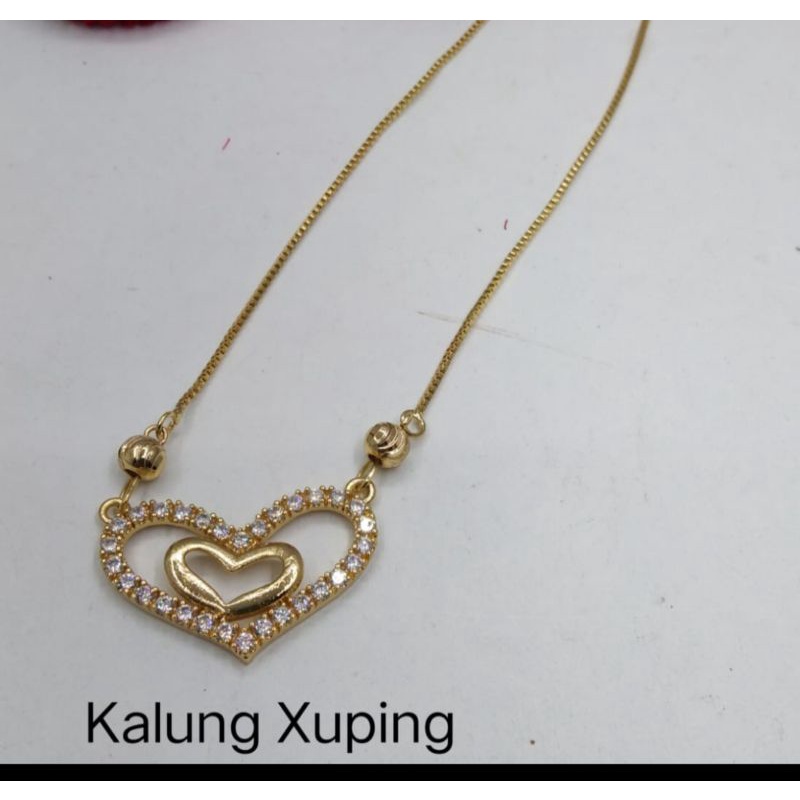 Nsdr82. Kalung xuping wanita lapis emas dgn mata zircon ukuran 45 cm koye