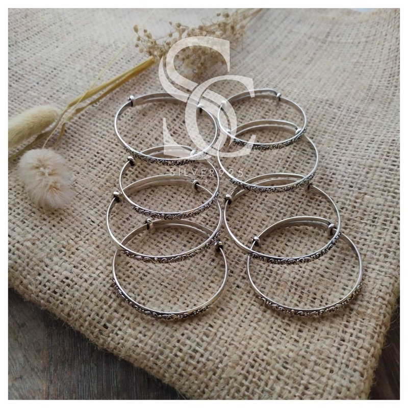 gelang bayi motif bun bali perak