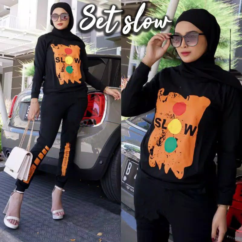 INDOBEST SETELAN SLOW WANITA / PAKAIAN LENGAN PANJANG SWEATER