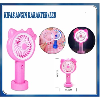 Kipas Angin Tangan Stand Portable Karakter LED Standing Mini Fan