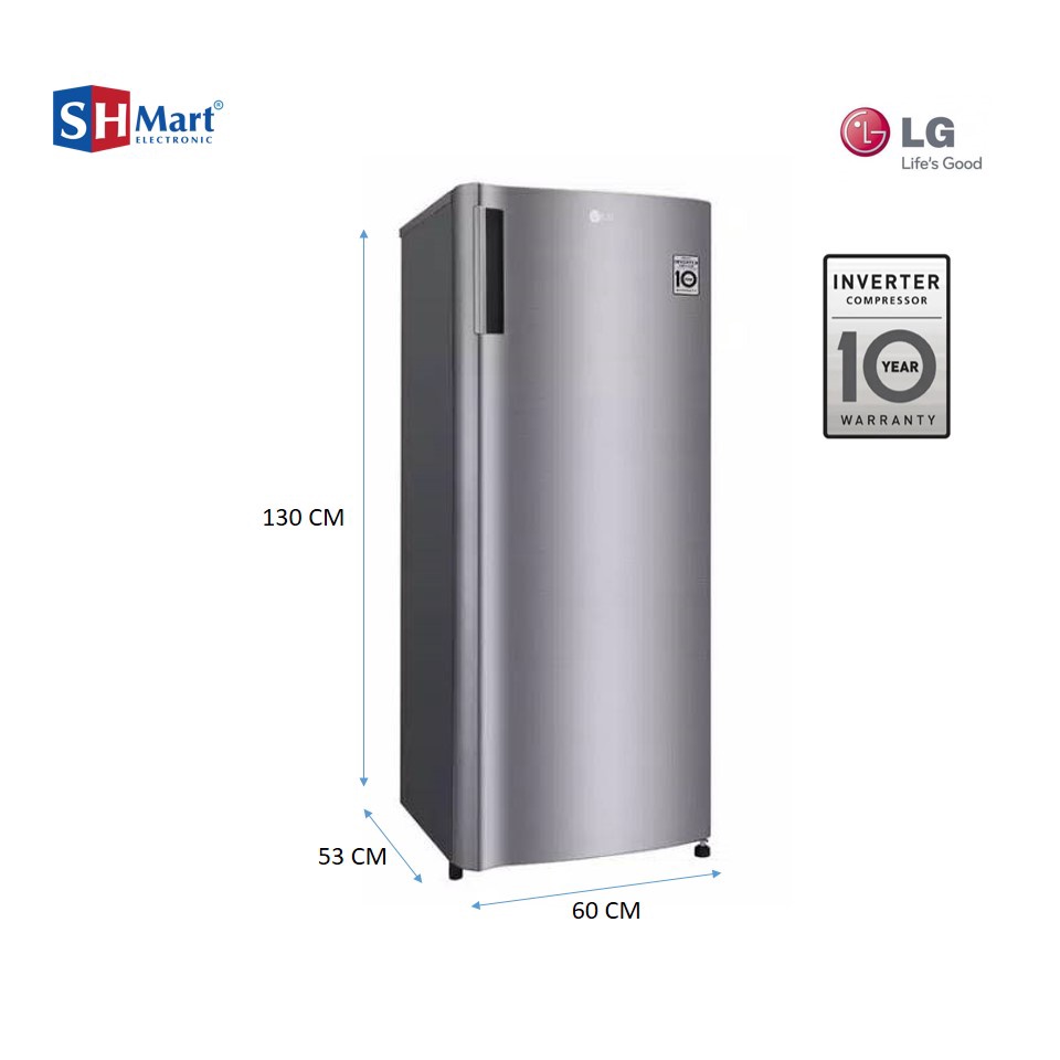 KULKAS FREEZER LG 6 RAK KAPASITAS 165 LITER GN-INV304SL / GN-INV304BK INVERTER TEMPERED GLASS GARANSI RESMI (MEDAN)