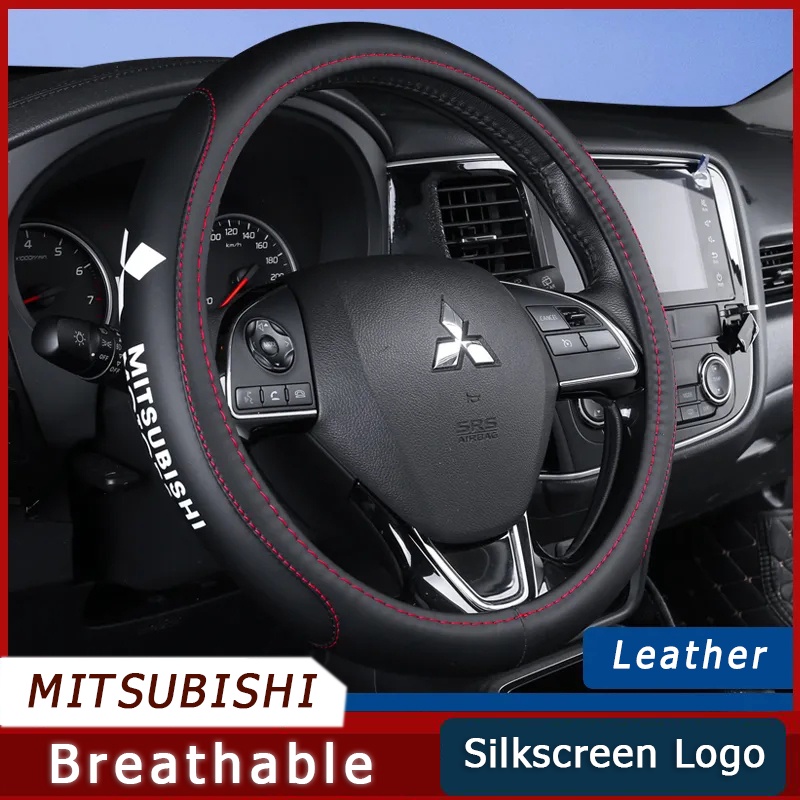 Cover Setir Mobil Mitsubishi Bahan Kulit breathable Anti slip Ukuran 38cm