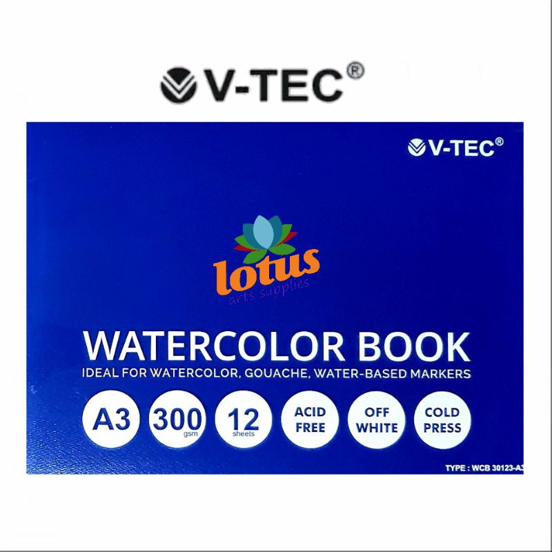 

V-TEC Watercolor Book A3 300gsm 12lembar