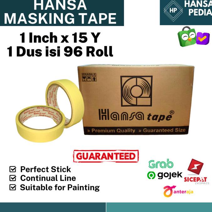 

Masking Lakban Kertas 1 inch x 15 Y Hansa 96 roll 1 dus