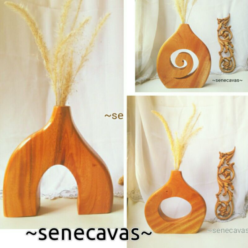 Vas Bunga Hias Aesthetic Kayu Besar Tinggi Unik Murah | Home Decor | Flower Vas Nordic Rustik