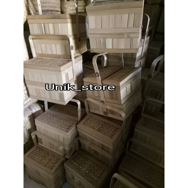 rantang bambu 25cm RANTANG KOTAK BAMBU 2 SUSUN DIAMETER 20 CM langsung pengrajin tenong